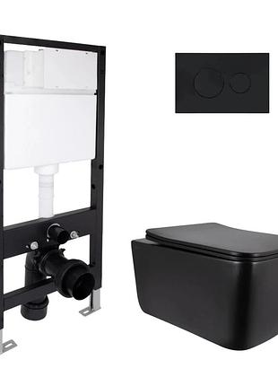 Готове рішення qtap для ванної кімнати: підвісний унітаз gemini ultra quiet black 520 x 360 x 350 + комплект інсталяції standard