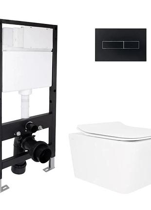Готовое решение qtap для ванной комнаты: подвесной унитаз crow rimless 520 x 360 x 290 + комплект инсталляции standard (линейная