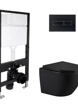 Готовое решение qtap для ванной комнаты: подвесной унитаз jay ultra quiet black 485 x 360 x 320 + комплект инсталляции standard