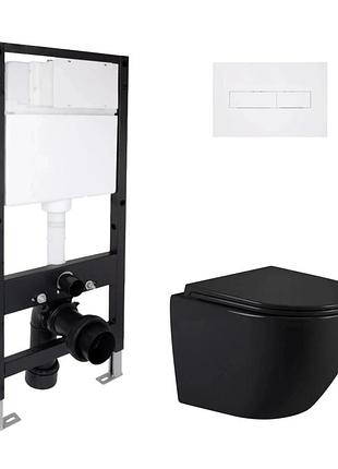 Готовое решение qtap для ванной комнаты: подвесной унитаз jay ultra quiet black 485 x 360 x 320 + комплект инсталляции standard