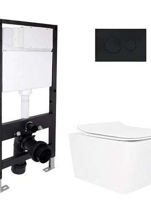 Готовое решение qtap для ванной комнаты: подвесной унитаз crow rimless 520 x 360 x 290 + комплект инсталляции standard (круглая