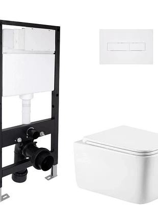 Готовое решение qtap для ванной комнаты: подвесной унитаз gemini ultra quiet 520 x 360 x 350 + комплект инсталляции standard