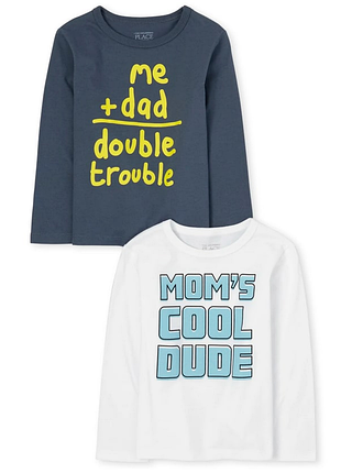 Детский хлопковый лонгслив the children's place "mom's cool dude / double trouble", серый/белый