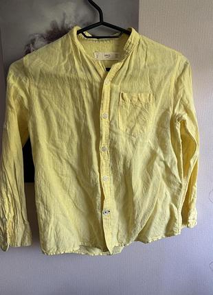 Жовта лляна дитяча сорочка mango, 6-7 років 122 см