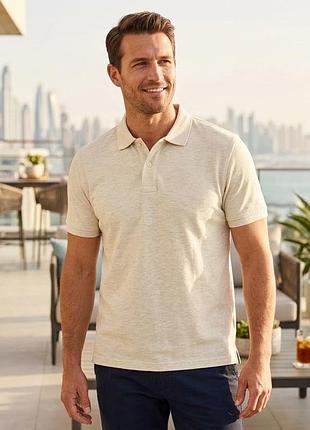 Мужское поло crew clothing company с меланжевым эффектом бежевый р. l