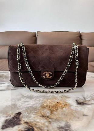 Замшева сумка коричнева chanel