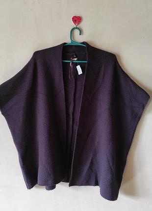 Тепле баклажанове пончо-кардиган maddison (one size / s-l / 42-48)