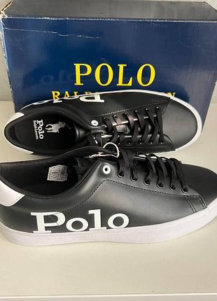 Мужские кожаные кеды polo ralph lauren черные eu 43 (us 10) 28 см