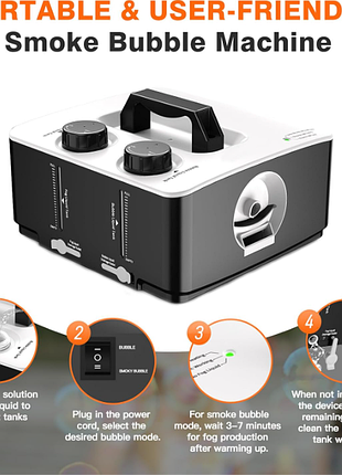 Генератор бульбашок та димних бульбашок, 2 в 1, fog bubble machine, пультом, 400w 2