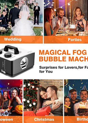Генератор бульбашок та димних бульбашок, 2 в 1, fog bubble machine, пультом, 400w 3