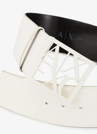Кожаный ремень armani exchange, белый, ширина 7 см, размер 65