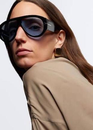 Окуляри авіатори tom ford чорна оправа блакитна лінза