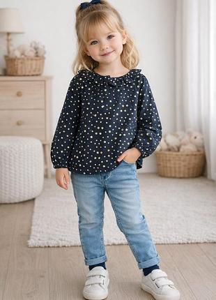 Блузка h&m для дівчинки темно-синя в зірочки, розмір 98-104 (3-4 роки)