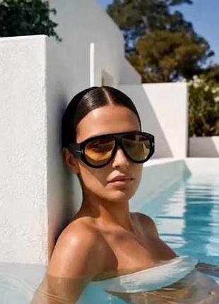 Tom ford окуляр и великі широкі чорна оправа жовте скло