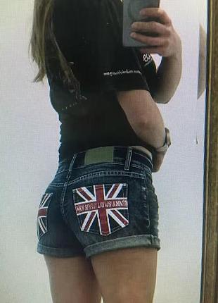 Джинсові шорти union jack, вінтаж y2k, розмір s(xs)