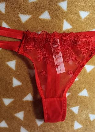 Трусики стринги, сетка и вышивка, primark 32/34