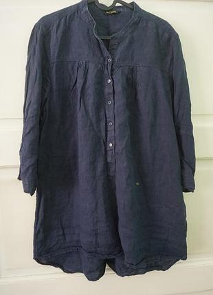Блуза, туника женская летняя, massimo dutti, темно-синяя, размер eu 46