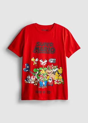 Червона бавовняна футболка з принтом для хлопчиків super mario Unindo супермаріо primark 11-12 років