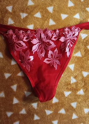 Трусики стринги, сетка и вышивка, pour moi 38