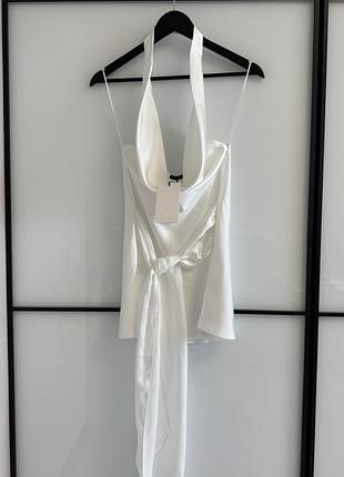 Нова оригінальна сукня zara mini satin dress with sash, шовкова сукня, сатинова нова сукня, атласна сукня, зара сукня, біла сукня