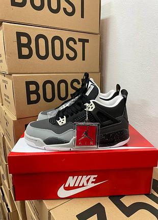 Кроссовки nike jordan 4 grey black / найк джордан 4 черно серые 38 39 40 41 42 43