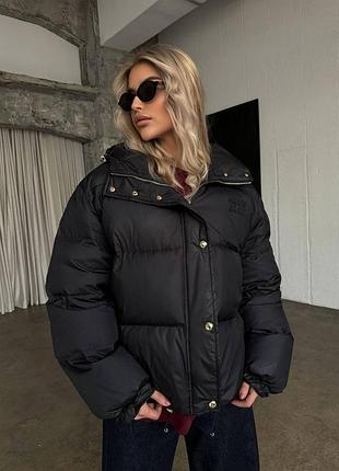 Куртка чорна miu miu s/m золота фурнітура