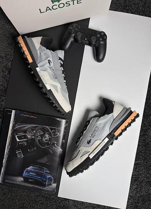 Чоловічі демісезонні повсякденні кросівки lacoste elite active premium натуральна шкіра та замша 41-45 сірі