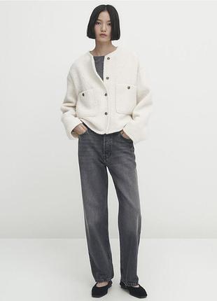 Жакет від massimo dutti з текстурованої тканини та накладними кишенями., оригінал