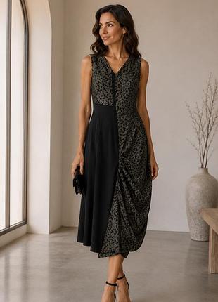 Ексклюзивна  оливково-чорна сукня міді sportmax (max mara)