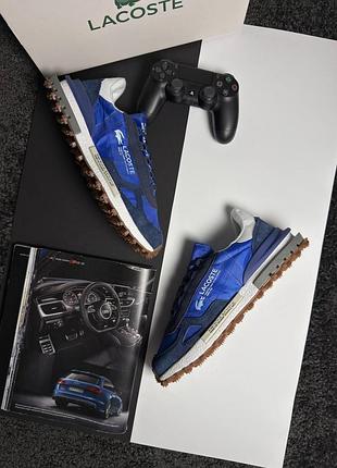 Чоловічі демісезонні повсякденні кросівки lacoste elite active premium натуральна шкіра та замша 41-45 сині