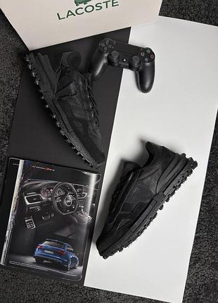 Чоловічі демісезонні повсякденні кросівки lacoste elite active premium натуральна шкіра та замша 41-45 чорні