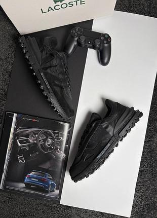 Чоловічі демісезонні повсякденні кросівки lacoste elite active premium натуральна шкіра та замша 41-45 чорні