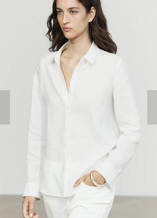 Лляна біла сорочка massimo dutti 100% льон