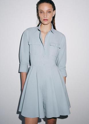 Плиссированное платье-рубашка zw collection от zara