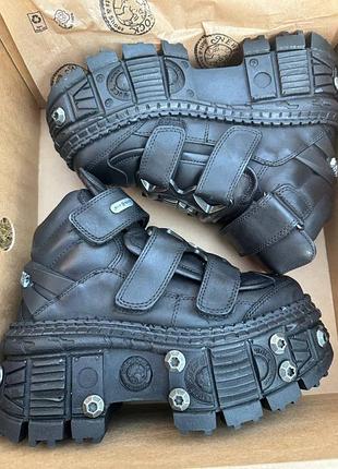Черевики new rock boots wall285-s2 unisex metallic black leather platform