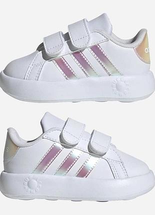 Дитячі кеди для дівчинки adidas grand court 2.0 23 білі дитячі кросівки для дівчинки