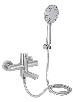 Змішувач для ванни lidz aria 006 з поворотним виливом (з душовим гарнітуром) (k35) nickel (ldari006nks34940)