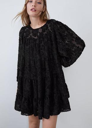 Чорне воздушне плаття zara