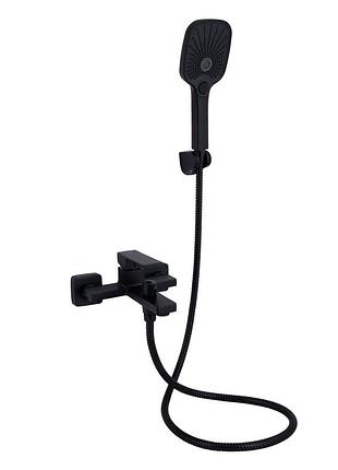 Смеситель для ванны qtap gemini (с душевым гарнитуром) black matt (qtgem259blm45682)
