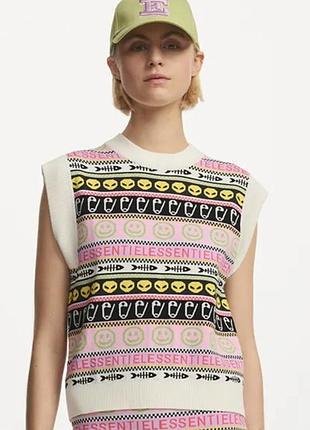 Женский топ жилетка essentiel multicolor jacquard-knitted