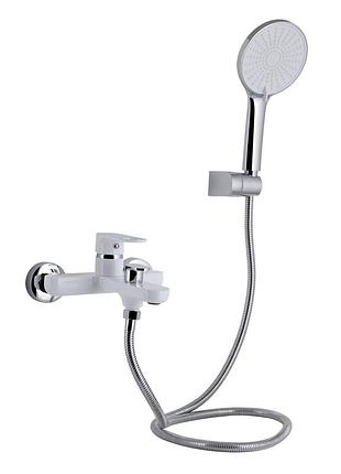 Змішувач для ванни qtap jay (з душовим гарнітуром) chrome/white (qtjay259crw45553)