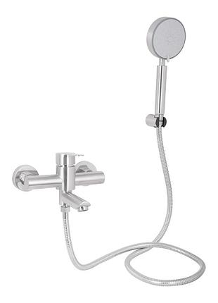 Смеситель для ванны brinex pure 006 с поворотным изливом (с душевым гарнитуром) nickel (bripur006nkl)