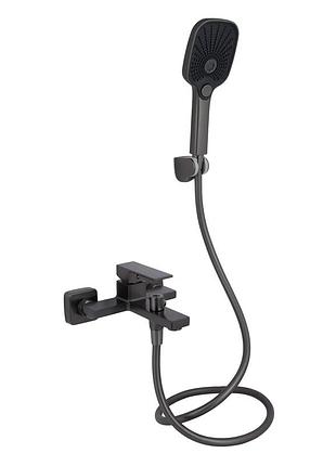 Смеситель для ванны qtap gemini (с душевым гарнитуром) gunmetal black pvd (qtgem259gmb45684)