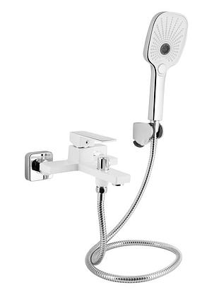 Змішувач для ванни qtap gemini (з душовим гарнітуром) chrome/white (qtgem259crw45683)