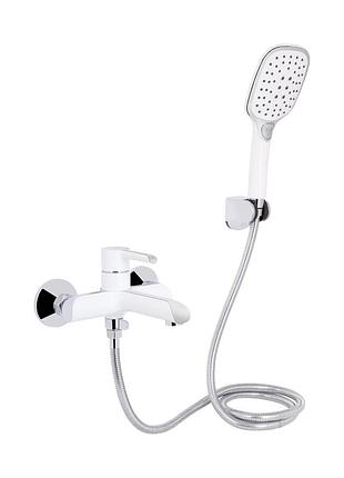 Смеситель для ванны qtap grand (с душевым гарнитуром) chrome/white (qtgrawcr006)