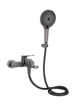 Смеситель для ванны qtap slavonice (с душевым гарнитуром) gunmetal black pvd (qtslv259gmb48035)