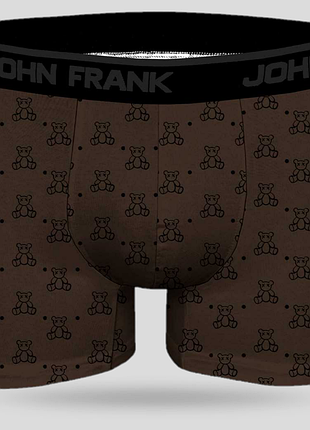 Трусы для мужчины, боксеры мужские брендовые с модным принтом модальные john frank jfbdmod156-bear коричневые xl(52)