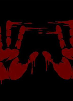 Наклейка на авто / мото / витрину на стекло кузов " хэллоуин - halloween - кровь руки - blood " любой цвет