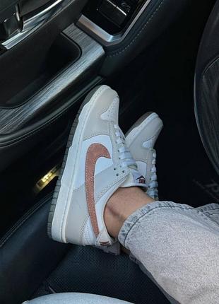 Женские кроссовки nike sb dunk low grey white brown / smb+ 🔗