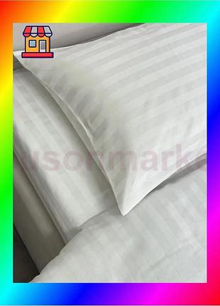 Bs наволочка ecotton 70х70 best mix см зі страйп-сатину біла для готелю подушка натуральна на молнии bas77/n